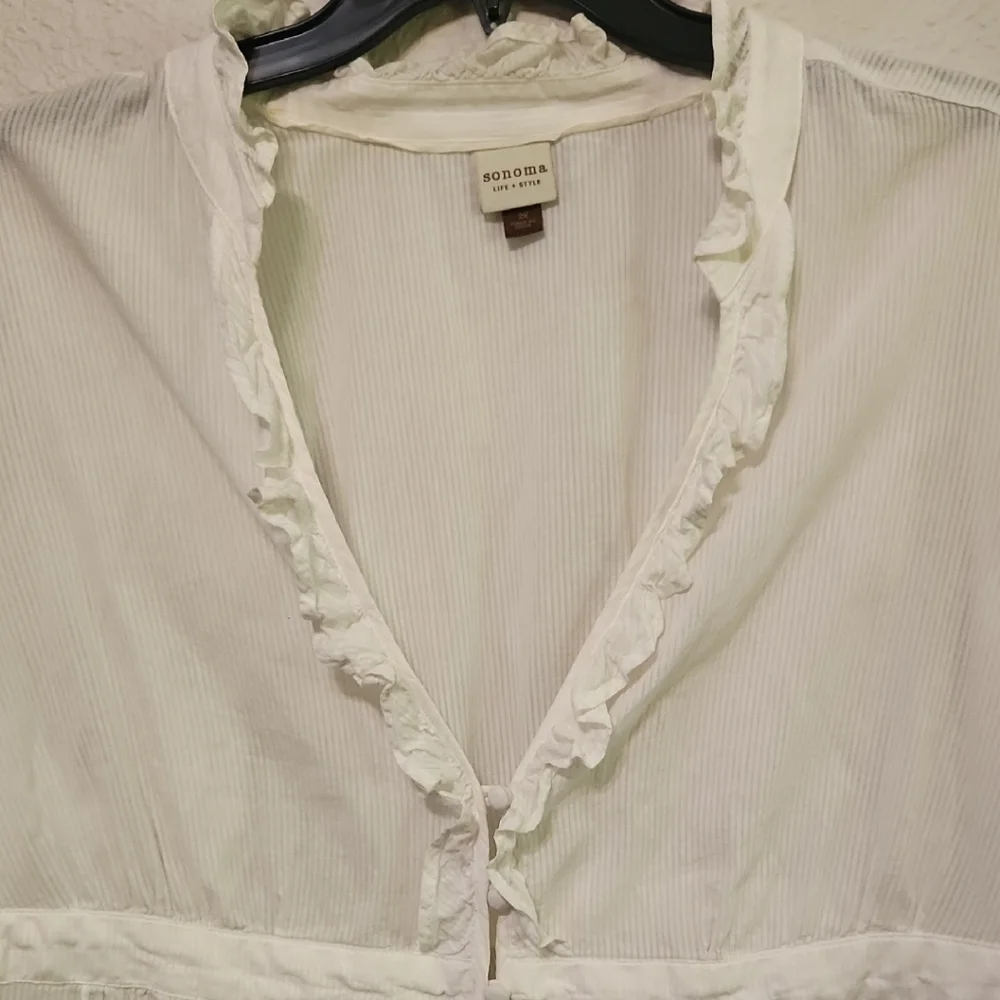 Women's White Ruffled Blouse - Picture 2 of 9